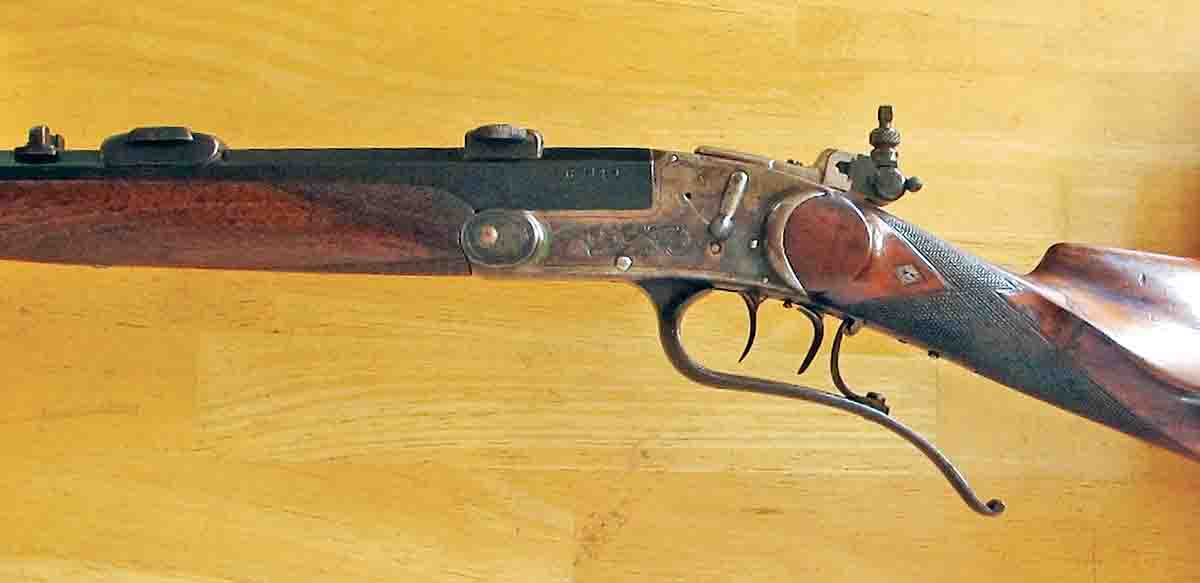 Fairly typical of the German rifles used in this match, this Kipplauf has double-set triggers. This rifle has had a Lyman sight added which was designed for the Model 99 Savage. It is chambered in 8.15x46R. Belonging to the author, his score did not attract enough attention to be cut in half, through no fault of the rifle or load. It delivered a three-shot group of 1.25 inches at 100 yards but scared nobody at the match.